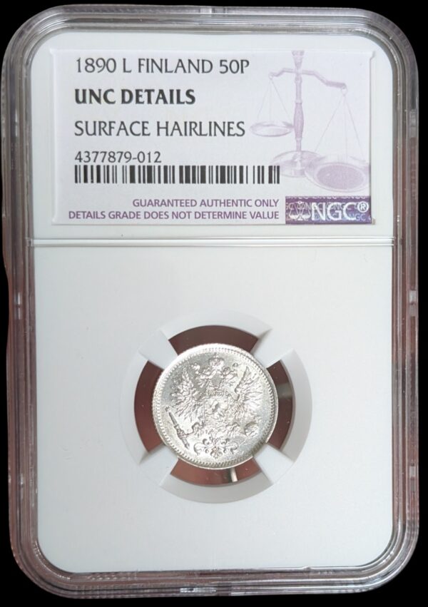 50 Penniä 1890 NGC UNC Details - Image 3