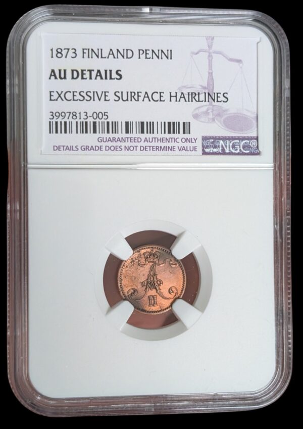 Finland 1873 1 Penni NGC AU Details - Image 3