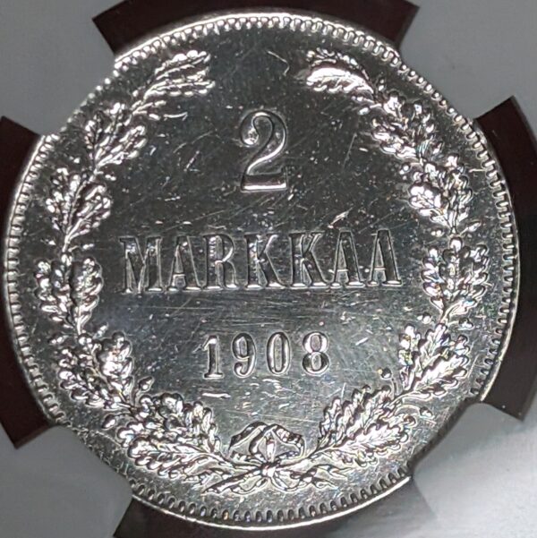 2 Markkaa 1908 L NGC AU Details