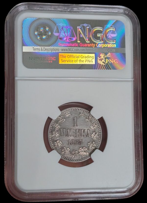 Finland 1865 S 1 Markka NGC UNC Details - Image 4