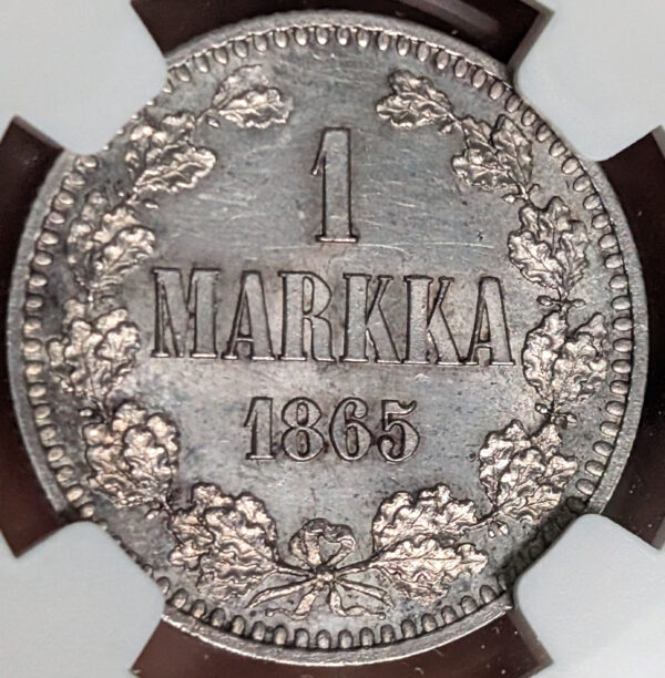 Finland 1865 S 1 Markka NGC UNC Details