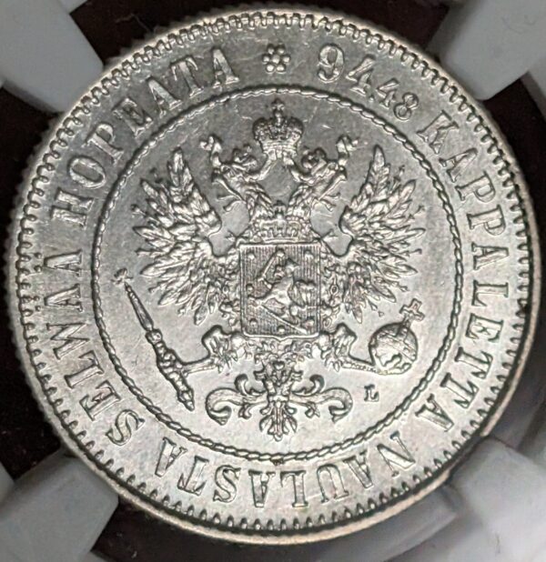 Finland 1892 L 1 Markka NGC UNC Details - Image 2