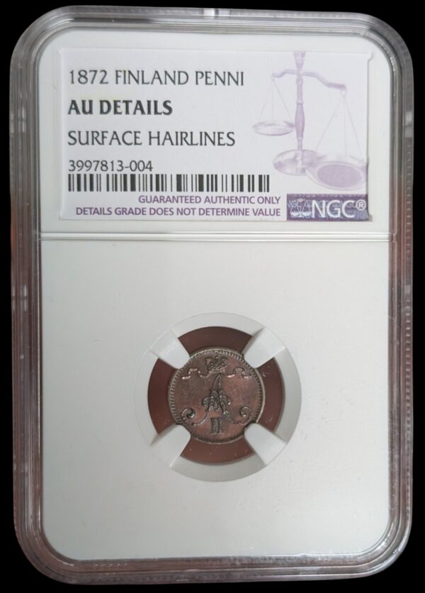 Finland 1872 1 Penni NGC AU Details - Image 3