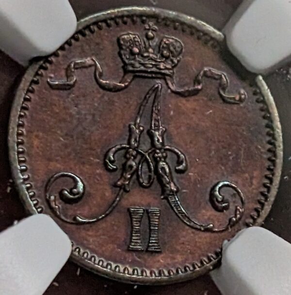 Finland 1872 1 Penni NGC AU Details - Image 2