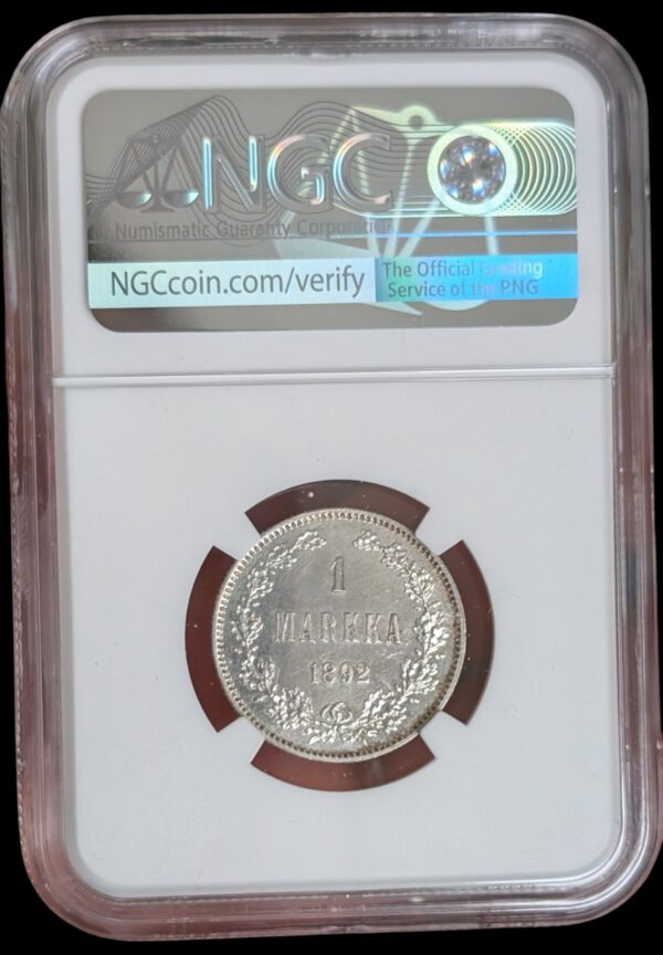 Finland 1892 L 1 Markka NGC UNC Details - Image 4