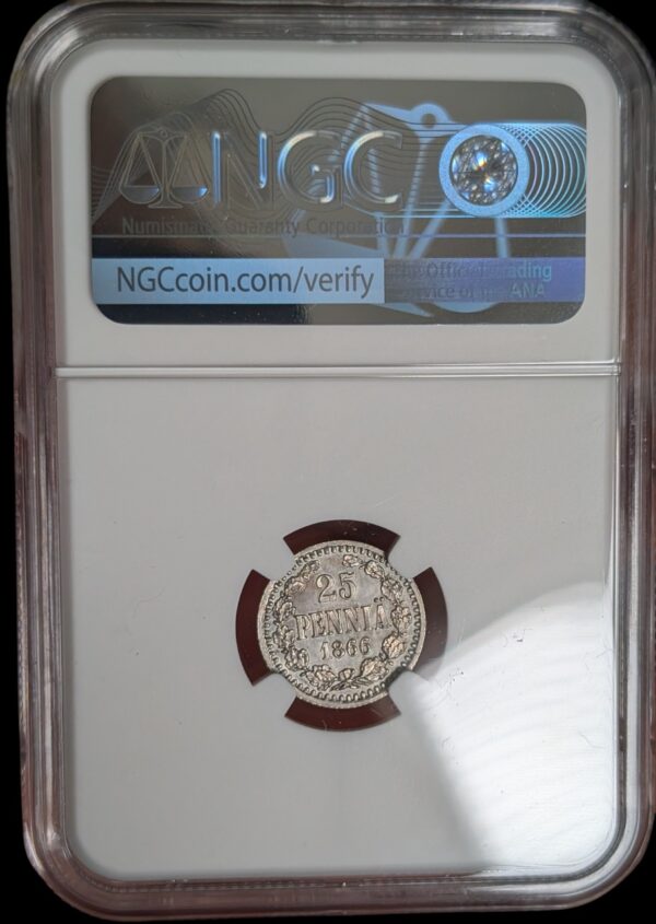 Finland 1866 S 25 Pennia NGC UNC Details - Image 4