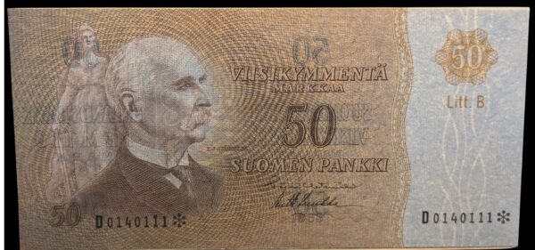 50 Markkaa 1963 Litt. B Tähti D0140111 Hetemäki – Luukka - Image 3