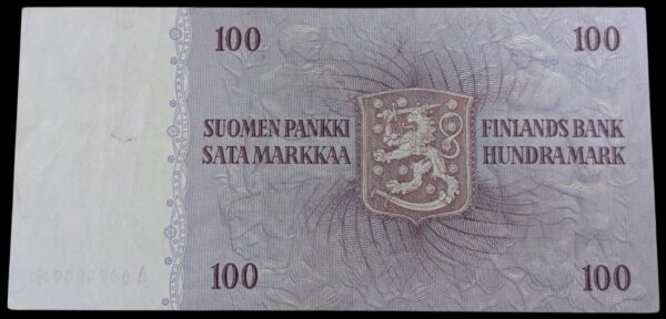100 Markkaa 1963 Litt. A Tähti A0074809 Simonen – Törnroth - Image 2