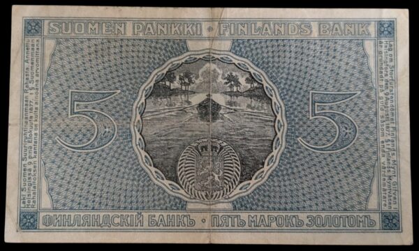 Finland 1909 5 Markkaa Litt. A 0211864 von Collan – Thesleff - Image 2
