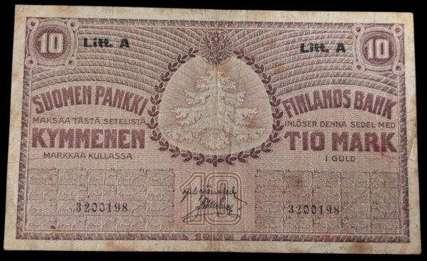 10 Markkaa 1909 Litt. A 3200198 Järnefelt - Müller