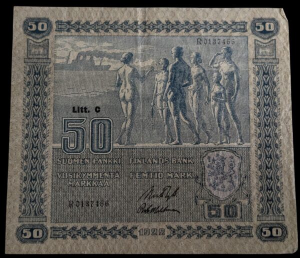50 Markkaa 1922 Litt. C R0137466 Ryti - Wahlman