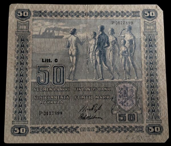 50 Markkaa 1922 Litt. C P0177899 Ryti – Wahlman
