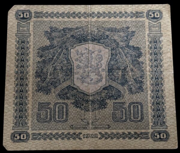 50 Markkaa 1922 Litt. C P0177899 Ryti – Wahlman - Image 2