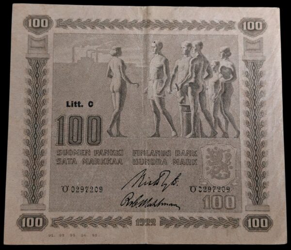 Finland 1922 100 Markkaa Litt. C Ö0297209 Ryti - Wahlman