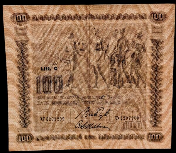 Finland 1922 100 Markkaa Litt. C Ö0297209 Ryti - Wahlman - Image 3