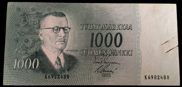 1000 Markkaa 1955 K6982480 Leinonen – Sacklén