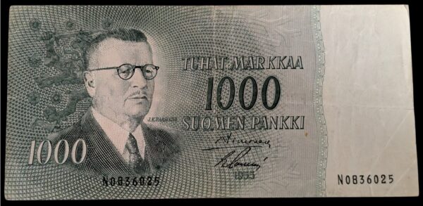 1000 Markkaa 1955 N0836025 Simonen – Sacklén