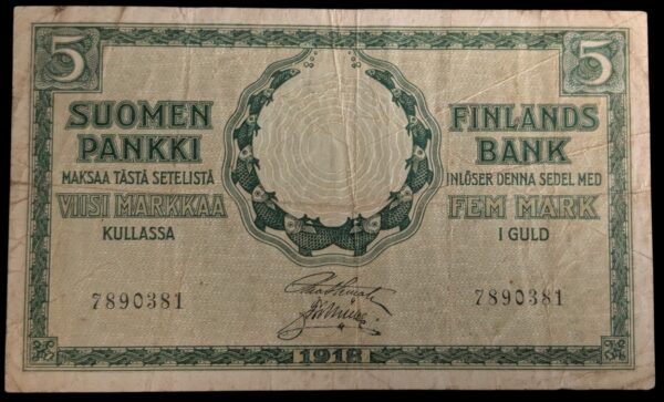 5 Markkaa 1918 7890381 Stenroth - Müller