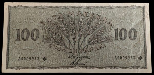 100 Markkaa 1955 Tähti A0009973 Jutila – Sacklén