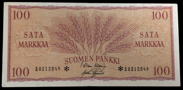 100 Markkaa 1957 Tähti A0212845 Waris  – Aspelund