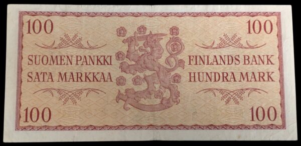 100 Markkaa 1957 Tähti A0212845 Waris  – Aspelund - Image 2