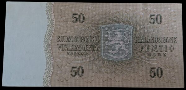 50 Markkaa 1963 Litt. B B9321119 Karjalainen – Tammivuori - Image 2
