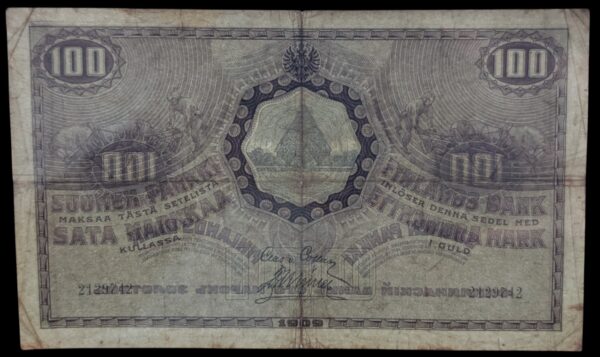 100 Markkaa 1909 2129742, Laillinen - Image 3