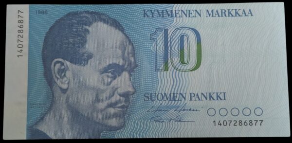 10 Markkaa 1986, Vesileima Vasemmalla Puolella Väärinpäin, Vesileima IV - Image 3