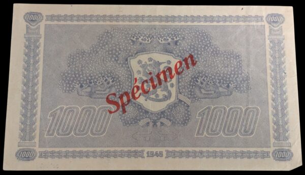 1000 Markkaa 1945 Litt. A Specimen - Image 2