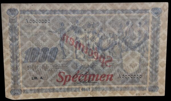1000 Markkaa 1945 Litt. A Specimen - Image 3