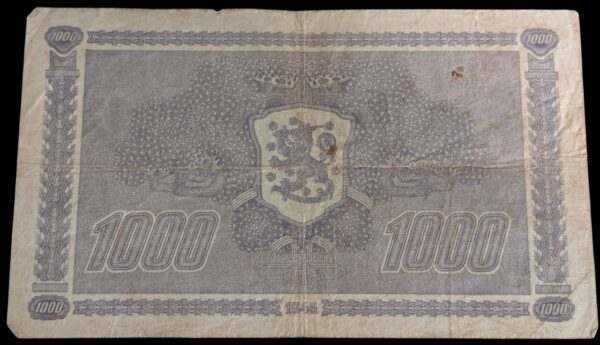 1000 Markkaa 1945 Litt. B C4404500 Tuomioja – Wahlman - Image 2