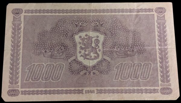 1000 Markkaa 1945 Litt. B G6020039 Jutila– Aspelund - Image 2