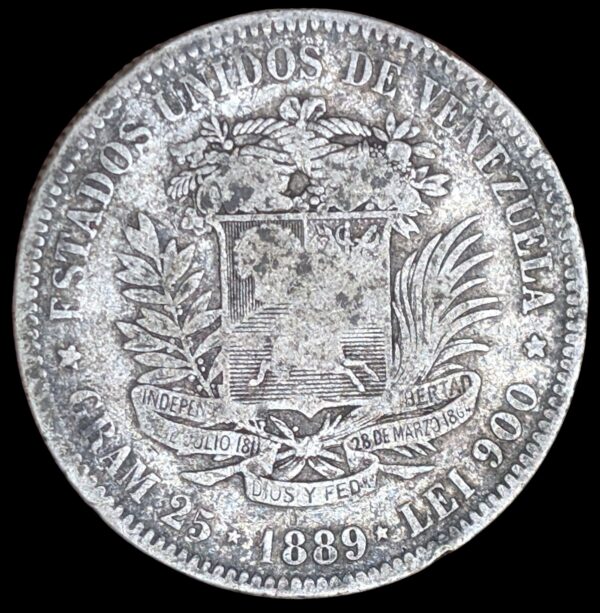 Venezuela 5 Bolivares 1889