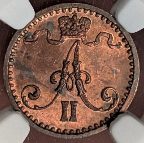 Finland 1871 1 Penni NGC UNC Details - Image 2