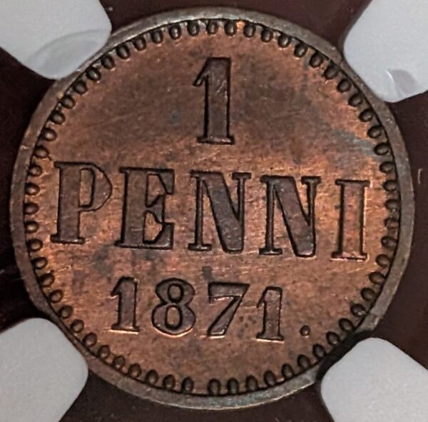 Finland 1871 1 Penni NGC UNC Details