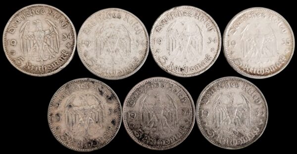 Saksa, 5 Reichsmark 1934, 7kpl