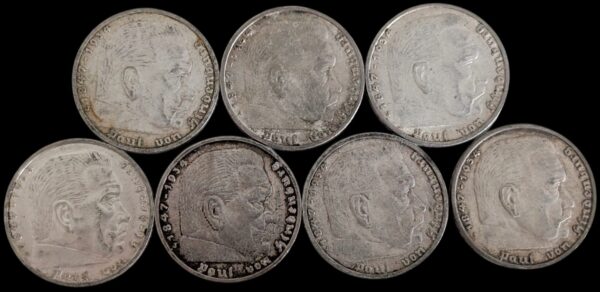 Saksa, 5 Reichsmark 1937-1939, 7kpl - Image 2