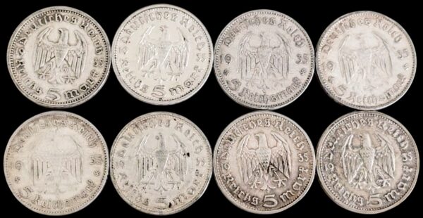 Saksa, 5 Reichsmark 1935, 8kpl