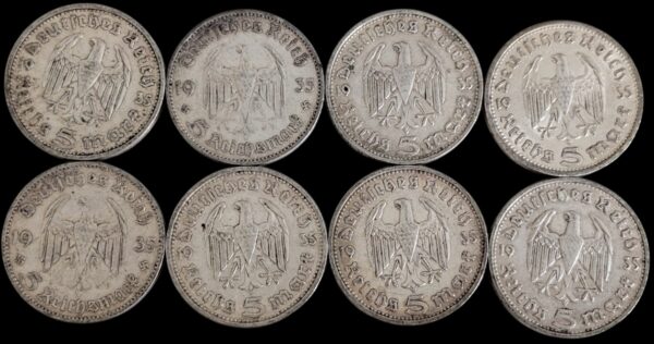 Saksa, 5 Reichsmark 1935, 8kpl