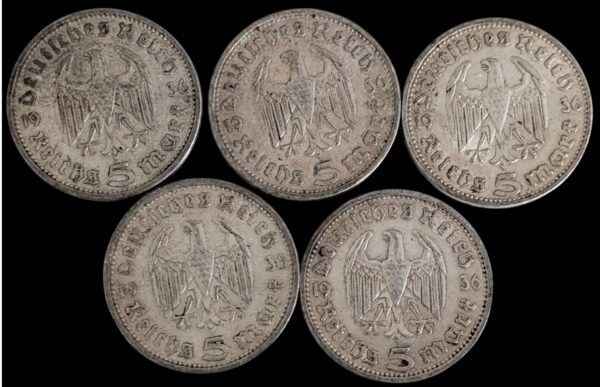 Saksa, 5 Reichsmark 1936, 5kpl