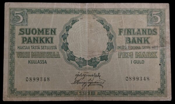 5 Markkaa 1918 0899348 Järnefelt – Hisinger Jägerskiöld