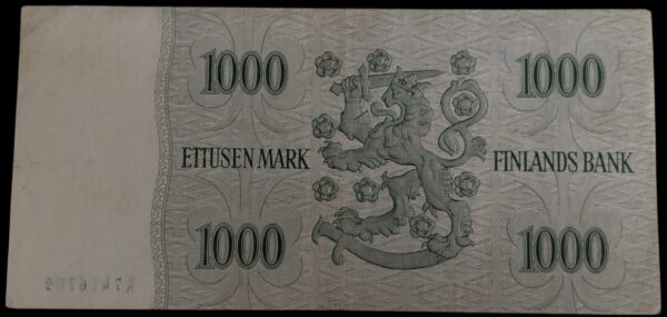 Finland 1955 1000 Markkaa K7416789 Karjalainen – Sacklén - Image 2