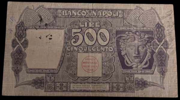 Italia, Banco di Napoli 500 Lire 1911 - Image 2