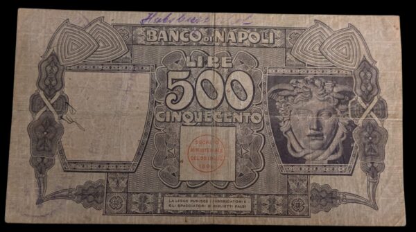 Italia, Banco di Napoli 500 Lire 1919 - Image 2