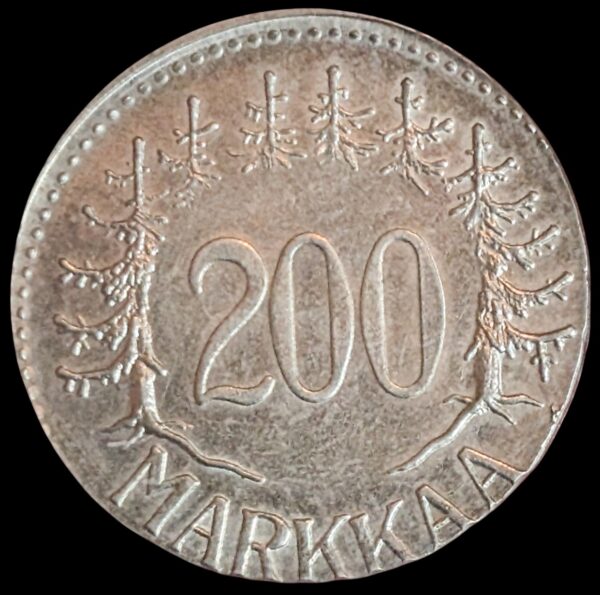 Finland 1956 200 Markkaa, Struck on 100 Markkaa Planchet. Ex Holmasto Auction - Image 2