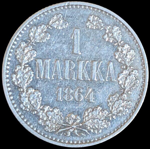 Finland 1864 S 1 Markka, Rotated Die