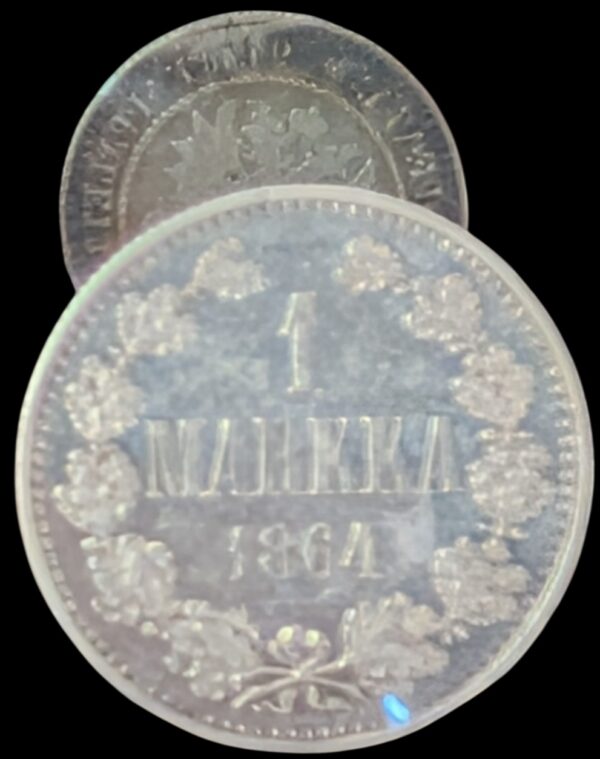 Finland 1864 S 1 Markka, Rotated Die - Image 3