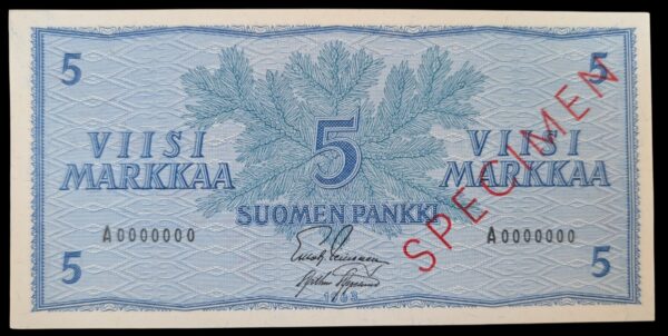 Finland 1963 5 Markkaa SPECIMEN