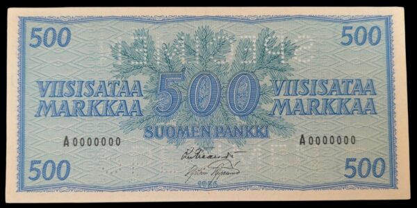 Finland 1956 500 Markkaa SPECIMEN