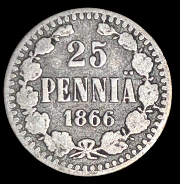 25 Penniä 1866 S, SNY 266.1.3 - Image 2